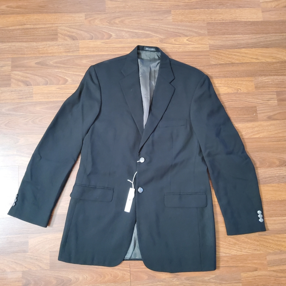 Stanford Men's Suit Jacket Blazer Size 40L Black Wool Blend New